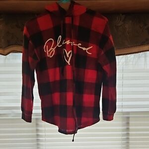 No Boundaries Red and Black Plaid Hoodie